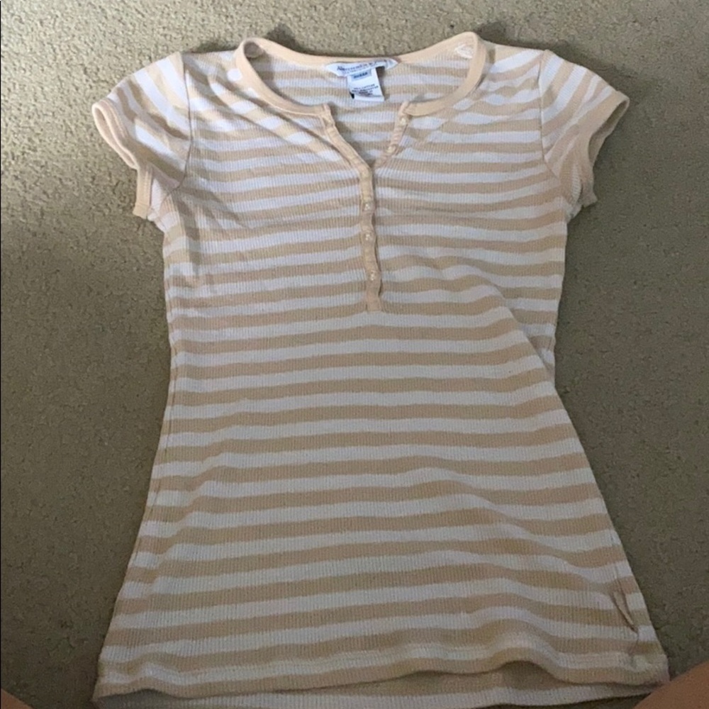 abercrombie & fitch pastel yellow striped shirt